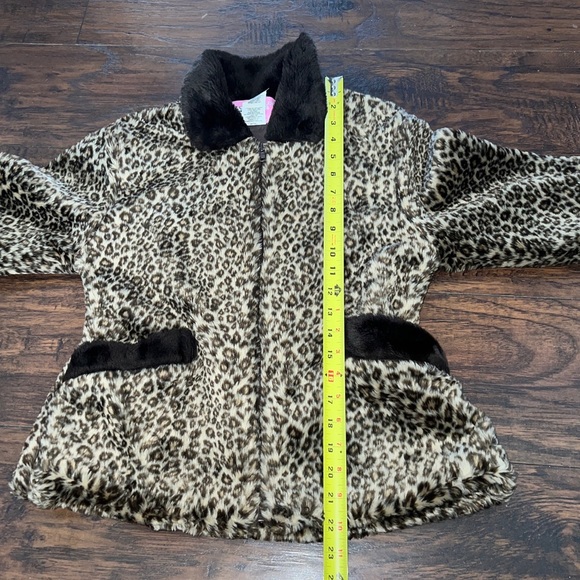 Faux Fur Girls Leopard Print Casual Time Lined Winter Coat Size 7 - Picture 14 of 16